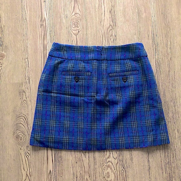 NWOT GAP Wool Blue Plaid Lined Skirt, 2 - Picture 2 of 3